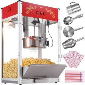 VEVOR Popcorn Maker, 1615W Popcorn Popper Machine, 16 Oz Kettle Large Capacity Countertop Popcorn Maker with Tempered Glass