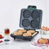Multi Mini Waffle Maker: Four Mini Waffles; Perfect for Families and Individuals; 4 Inch Dual Non-stick Surfaces with Quick Release & Easy Clean