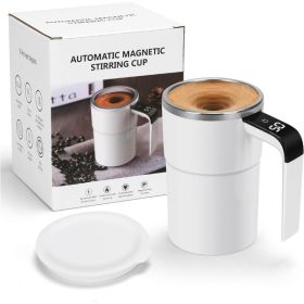 12oz Self Stirring Mug, Auto Magnetic Coffee Mug With LED Display Temperature, Rechargeable Automatic Stirring Cup (Option: White)
