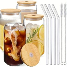 Glass Cup With Straw (Option: 4 Piece set)