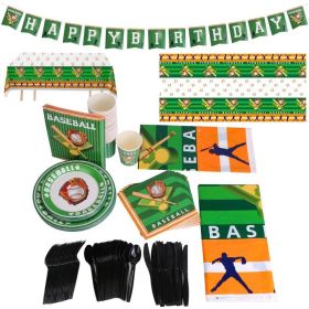 171Pcs Baseball Party Supplies Kit Baseball Birthday Party Disposable Dinnerware Set Baseball Themed Party Tableware Decorations Cups Plates Napk (Option: 1set)